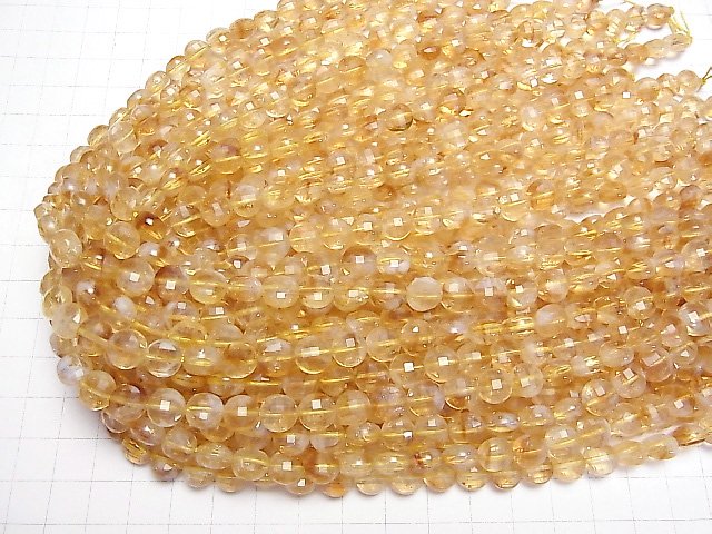 [Video]High Quality! Phantom Citrine AA+ Faceted Coin 8x8x5mm 1strand beads (aprx.15inch/36cm)