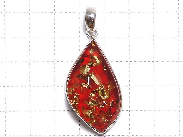 [Video][One of a kind] Red color Amber Pendant Silver925 NO.2