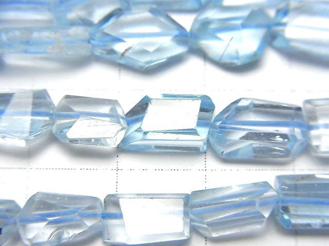 [Video]High Quality Sky Blue Topaz AA++ Faceted Nugget half or 1strand beads (aprx.12inch/30cm)