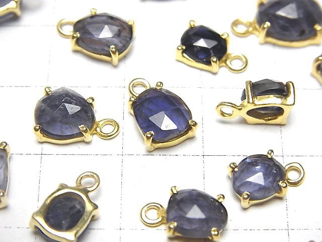 [Video]High Quality Iolite AA++ Bezel Setting Freeform Rose Cut 18KGP 3pcs