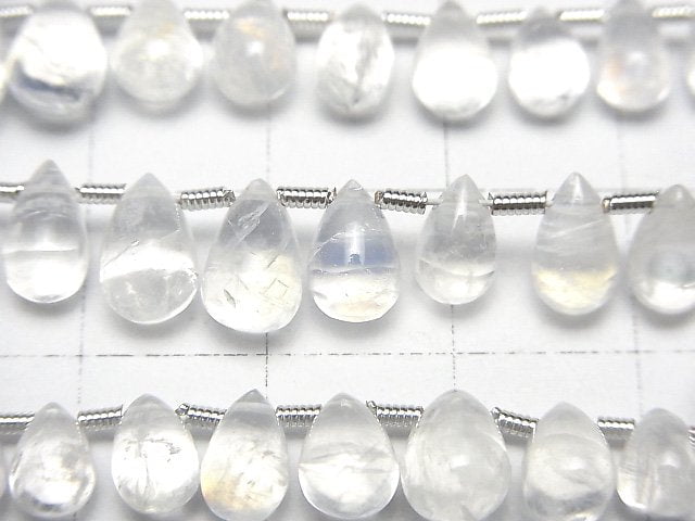 [Video]High Quality Rainbow Moonstone AAA- Drop (Smooth) half or 1strand (36pcs )