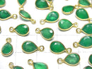 [Video]High Quality Green Onyx AAA Bezel Setting Pear shape Faceted 8x6mm 18KGP 3pcs