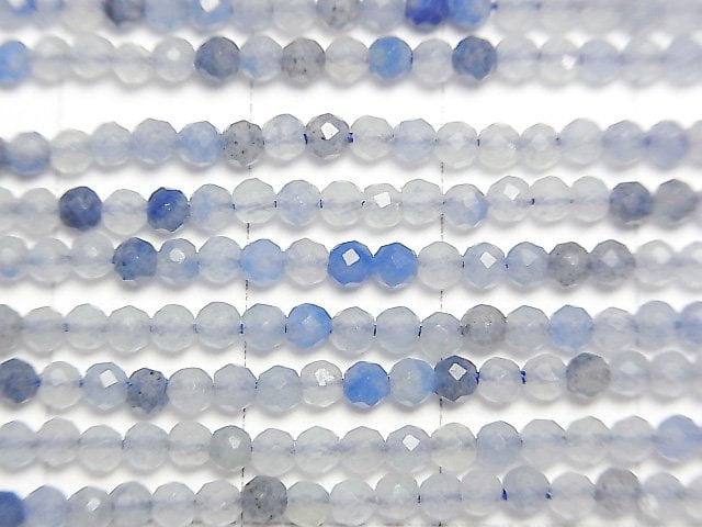 [Video]High Quality! Blue Quartz Faceted Round 2mm 1strand beads (aprx.15inch/37cm)