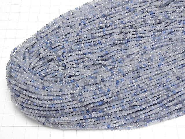 [Video]High Quality! Blue Quartz Faceted Round 2mm 1strand beads (aprx.15inch/37cm)