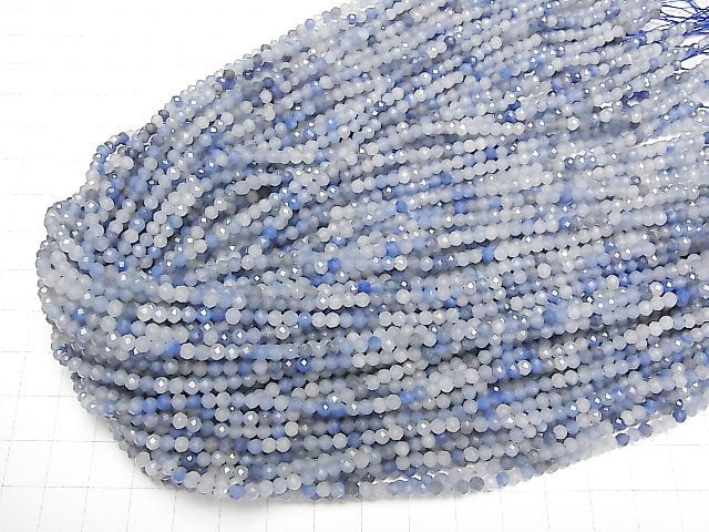 [Video]High Quality! Blue Quartz Faceted Round 3mm 1strand beads (aprx.15inch/37cm)