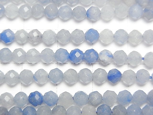 [Video]High Quality! Blue Quartz Faceted Round 4mm 1strand beads (aprx.15inch/37cm)