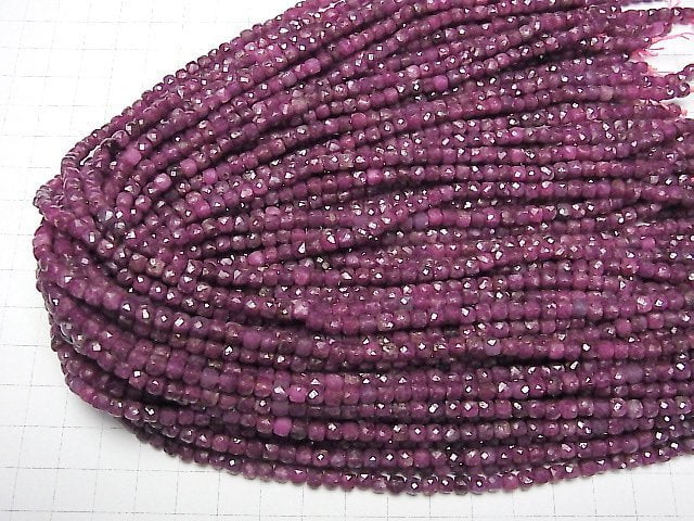 [Video]High Quality! Ruby AA+ Cube Shape 4x4x4mm half or 1strand beads (aprx.15inch/37cm)