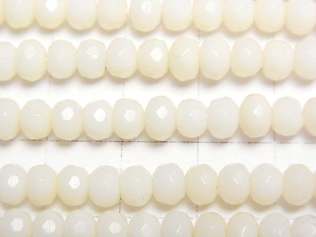 [Video]White Coral Faceted Button Roundel 5x5x4mm 1strand beads (aprx.15inch/38cm)