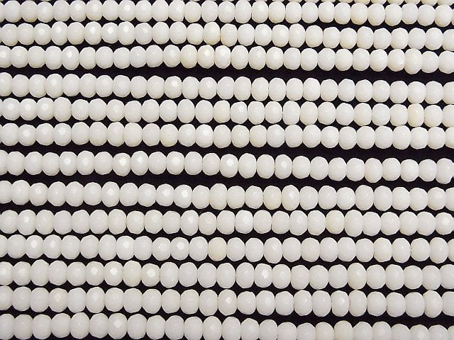 [Video]White Coral Faceted Button Roundel 5x5x4mm 1strand beads (aprx.15inch/38cm)