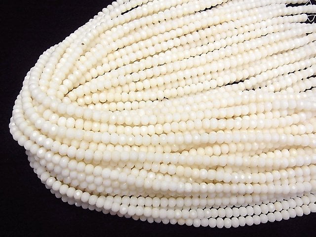 [Video]White Coral Faceted Button Roundel 5x5x4mm 1strand beads (aprx.15inch/38cm)