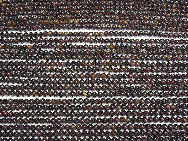 [Video] Iron Tiger's Eye Round 3mm 1strand beads (aprx.15inch/38cm)