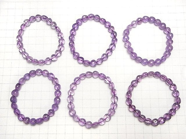 [Video]Amethyst AA++ Vertical Hole Heart 8x8x6mm Bracelet