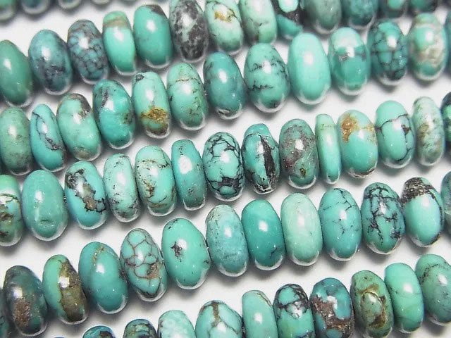 [Video]Turquoise AA++ Roundel 7x7x3mm half or 1strand beads (aprx.15inch/38cm)