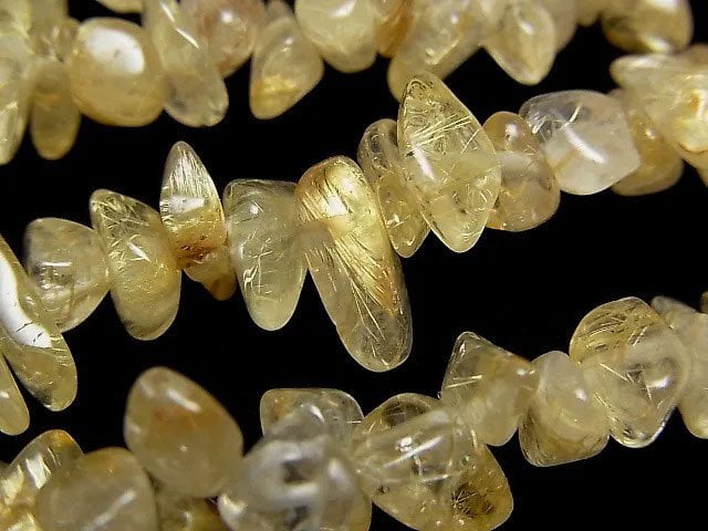 [Video]Rutilated Quartz AA++ Chips (Small Nugget) 1strand beads (aprx.34inch/86cm)