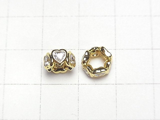 Metal Parts Roundel 8.5x8.5x4mm Gold (with CZ) 2pcs