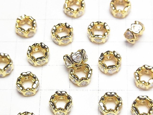 Metal Parts Roundel 8.5x8.5x4mm Gold (with CZ) 2pcs