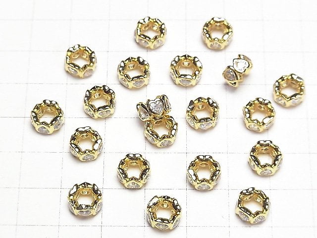 Metal Parts Roundel 8.5x8.5x4mm Gold (with CZ) 2pcs