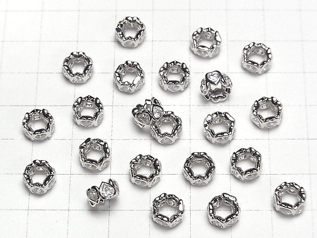 Metal Parts Roundel 8.5x8.5x4mm Silver (with CZ) 2pcs