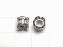 Metal parts Rondelle 7x7x7.5mm Silver (with CZ) 1pc