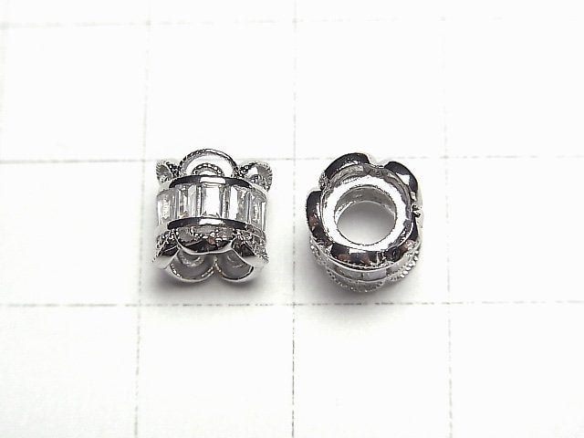 Metal parts Roundel 7x7x7.5mm Silver (with CZ) 1pc