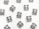 Metal parts Rondelle 7x7x7.5mm Silver (with CZ) 1pc