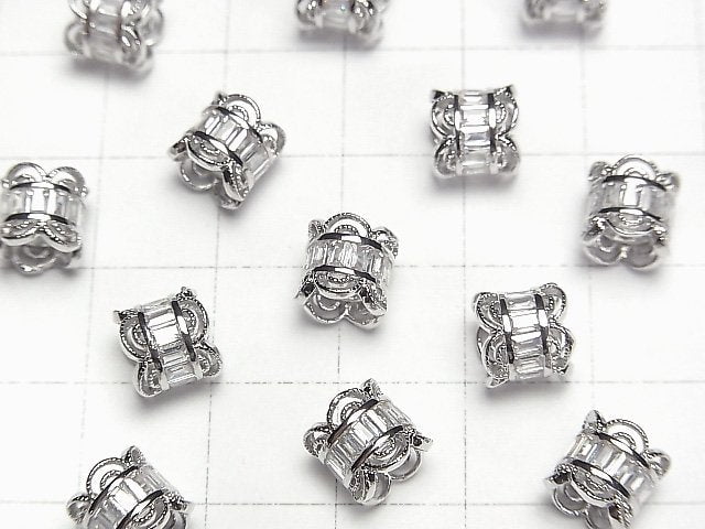 Metal parts Roundel 7x7x7.5mm Silver (with CZ) 1pc