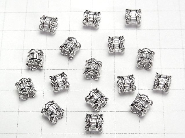 Metal parts Roundel 7x7x7.5mm Silver (with CZ) 1pc