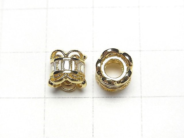 Metal parts Roundel 7x7x7.5mm gold (with CZ) 1pc