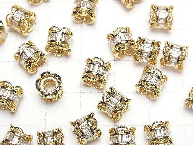 Metal parts Roundel 7x7x7.5mm gold (with CZ) 1pc