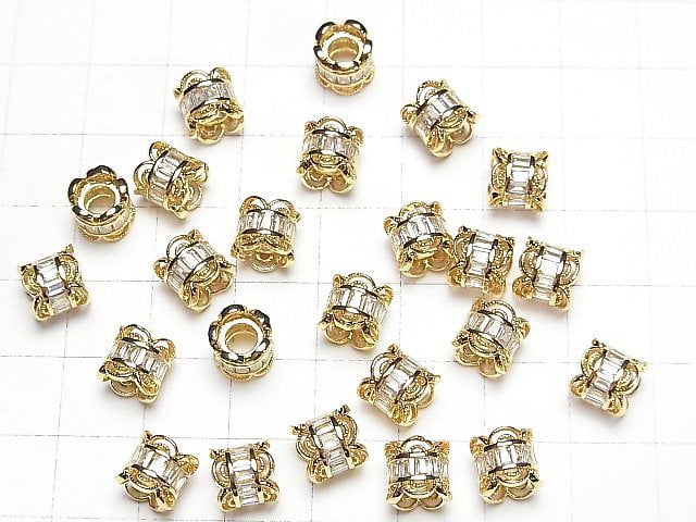 Metal parts Roundel 7x7x7.5mm gold (with CZ) 1pc