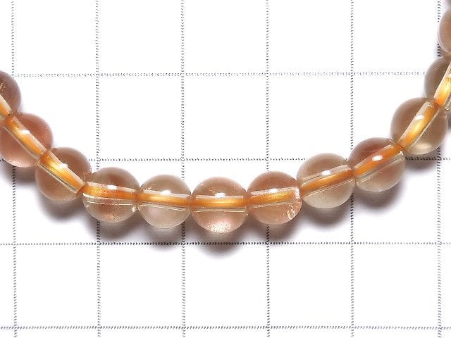 [Video][One of a kind] High Quality Oregon Sunstone AAA-Round 6.5mm Bracelet NO.3