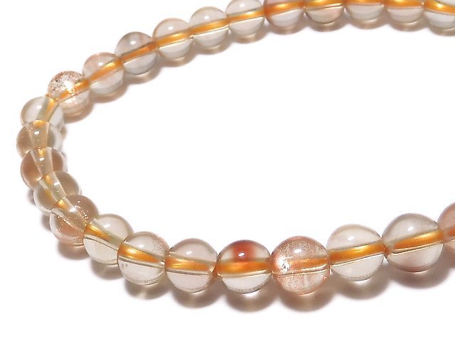 [Video][One of a kind] High Quality Oregon Sunstone AAA-Round 6.5mm Bracelet NO.3