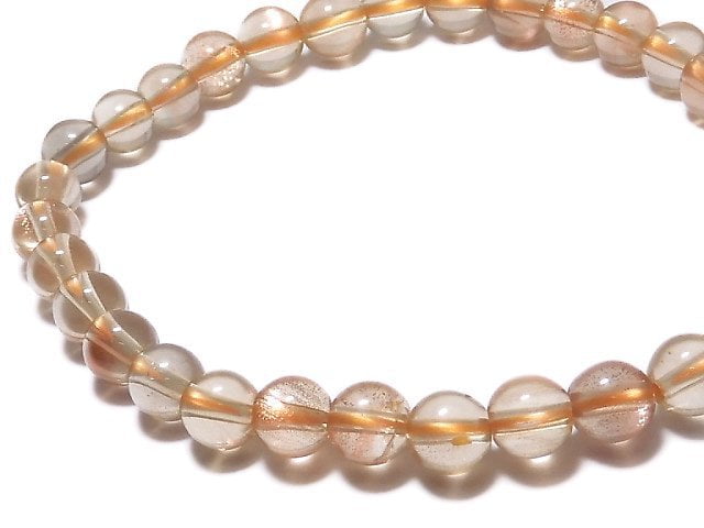 [Video][One of a kind] High Quality Oregon Sunstone AAA-Round 6.5mm Bracelet NO.4