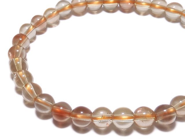 [Video][One of a kind] High Quality Oregon Sunstone AAA-Round 6.5mm Bracelet NO.5