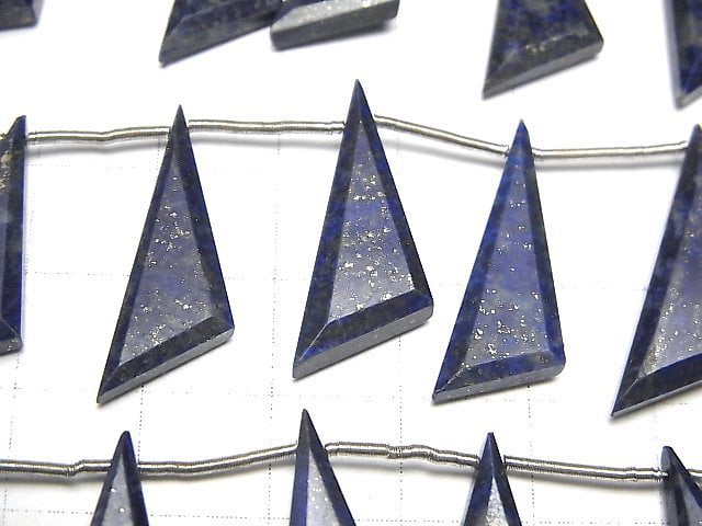 [Vidéo] Lapis-lazuli AA++ Triangle plat 1 fil (9 pcs)