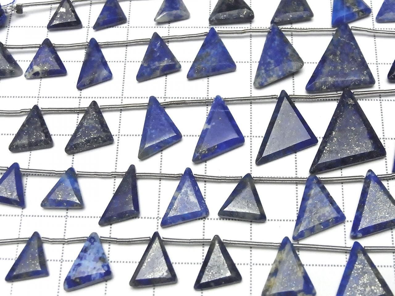 Lapislazuli AA++ Triangle plat 1 rang perles (9 pièces)