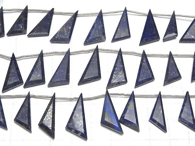 [Vidéo] Lapis-lazuli AA++ Triangle plat 1 fil (9 pcs)