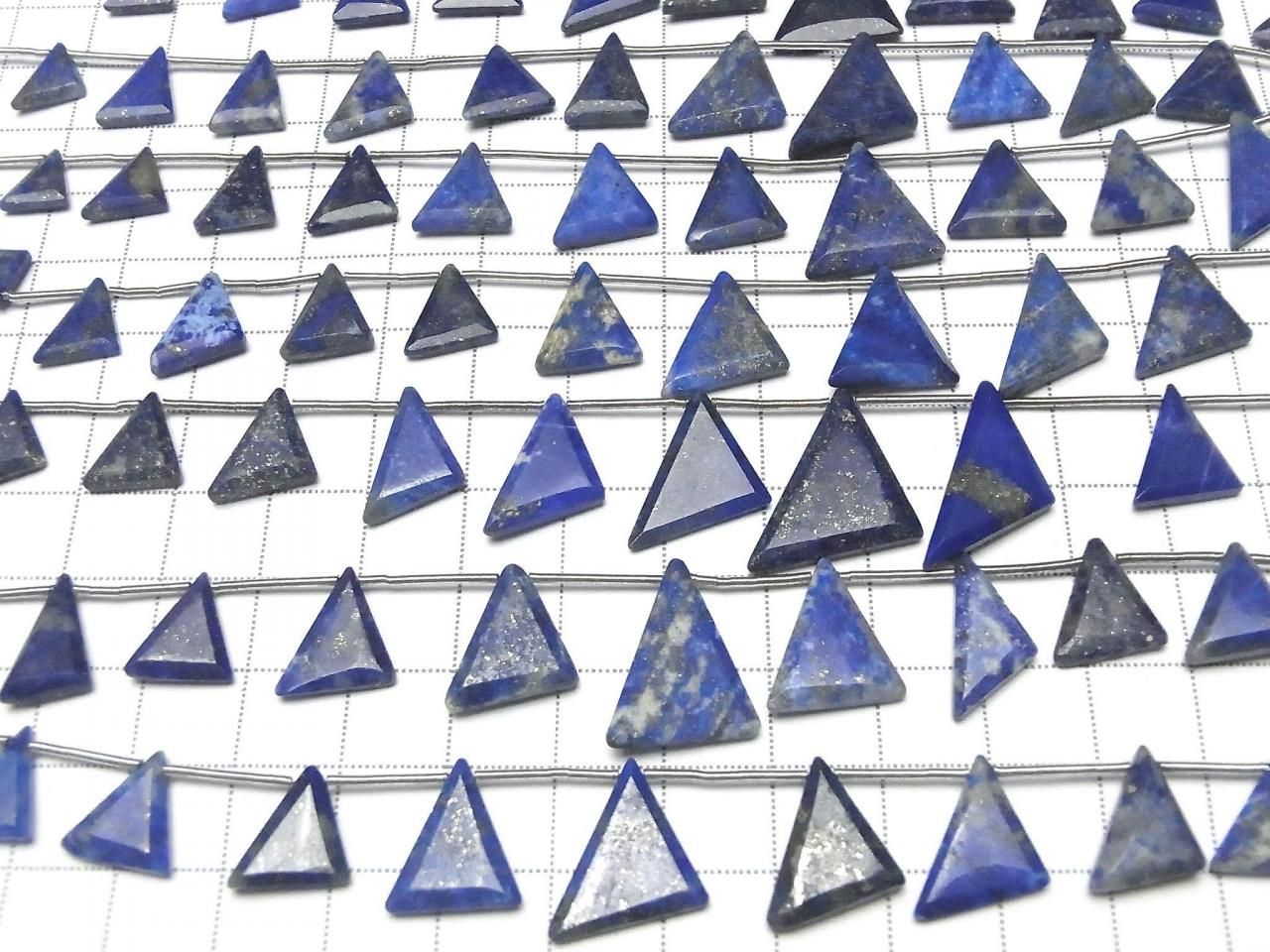 Lapislazuli AA++ Triangle plat 1 rang perles (9 pièces)