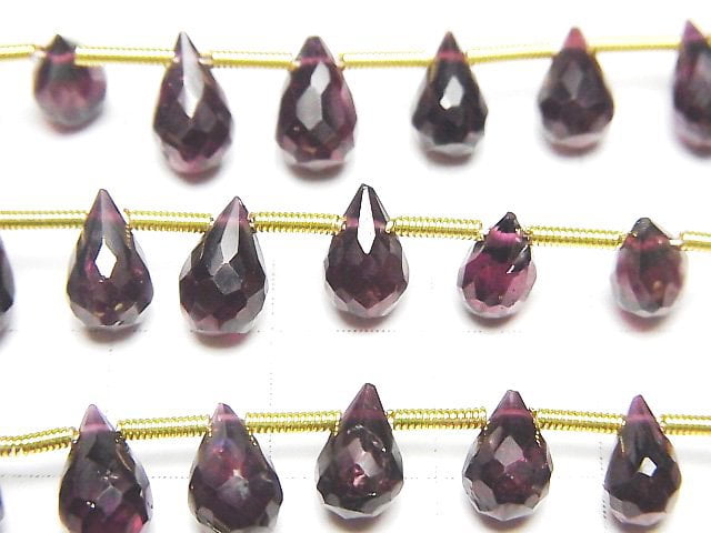 [Video]High Quality Garnet AA++ Drop Faceted Briolette 1strand beads (aprx.6inch/16cm)