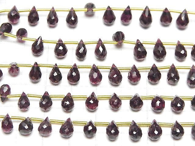 [Video]High Quality Garnet AA++ Drop Faceted Briolette 1strand beads (aprx.6inch/16cm)
