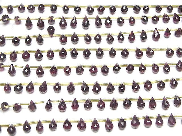 [Video]High Quality Garnet AA++ Drop Faceted Briolette 1strand beads (aprx.6inch/16cm)