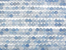 [Video]High Quality! Aquamarine AAA- Faceted Round 4mm half or 1strand beads (aprx.15inch/37cm)