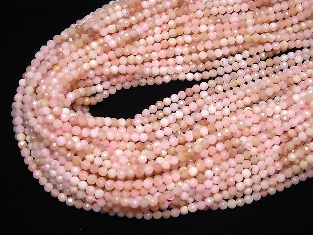 [Video] High Quality! Pink Opal AA++ Faceted Round 3mm 1strand beads (aprx.15inch/38cm)