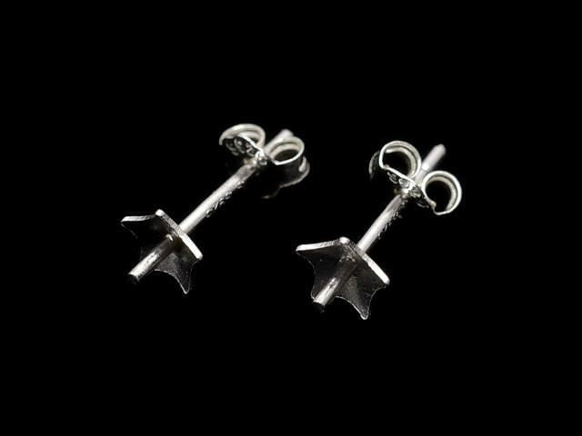 Silver 925 Earstuds & Earnuts with Plates [4.5mm] No Coating 2 Pairs
