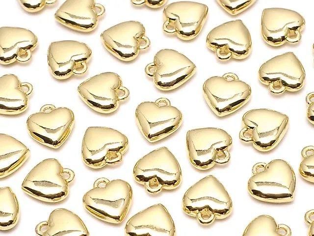 Metal parts end charm heart 5x5mm gold color 4pcs