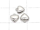 Metal parts end charm heart 5x5mm silver color 4pcs