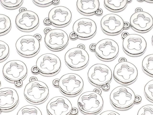 Metal parts end charm Coin 5x5mm Silver color 4pcs