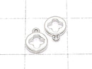 Metal parts end charm Coin 5x5mm Silver color 4pcs