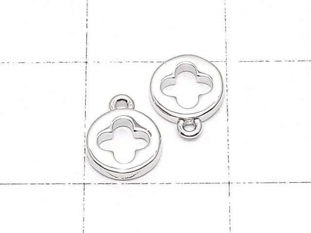 Metal parts end charm Coin 5x5mm Silver color 4pcs