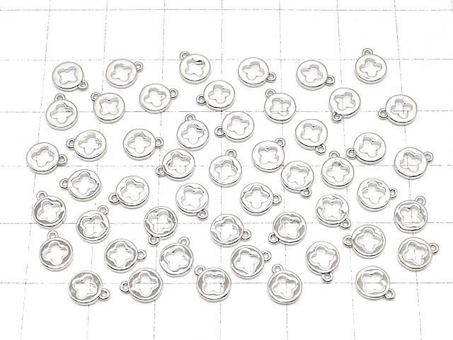 Metal parts end charm Coin 5x5mm Silver color 4pcs